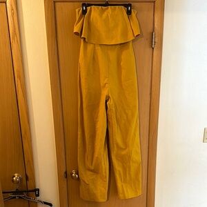 The Vintage Shop Women’s Strapless Jumpsuit Pants Suit Mustard Yellow Medium